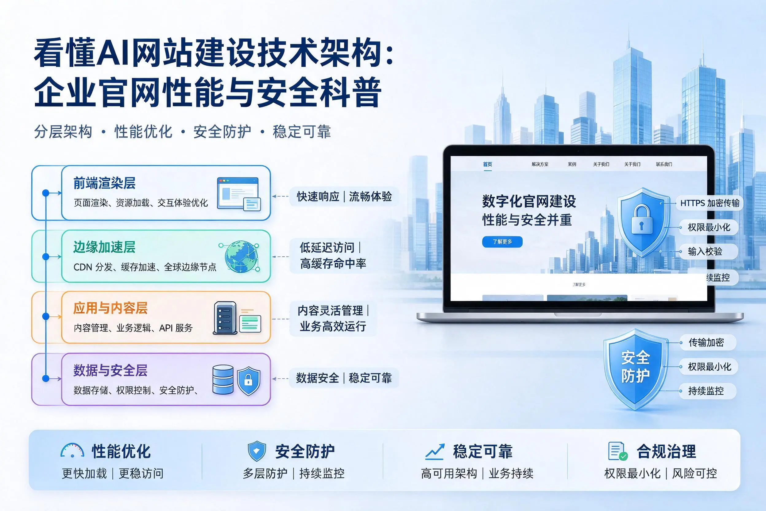 看懂AI网站建设技术架构：吐鲁番企业官网性能与安全科普