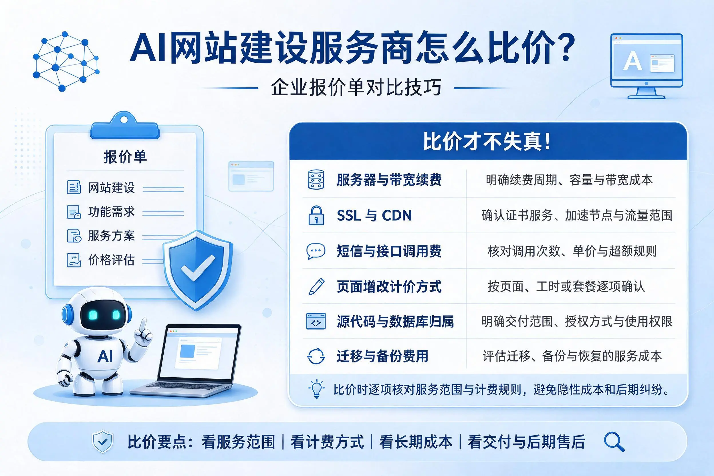 AI网站建设服务商怎么比价?吐鲁番企业报价单对比技巧